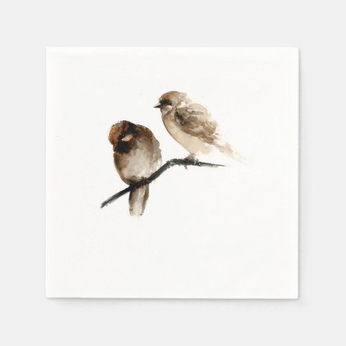 Birds design paper napkins with grey birds home