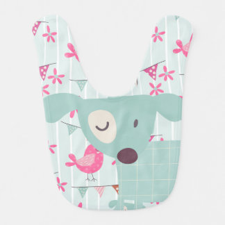 Birds, Dogs, Banners, Flowers Bib