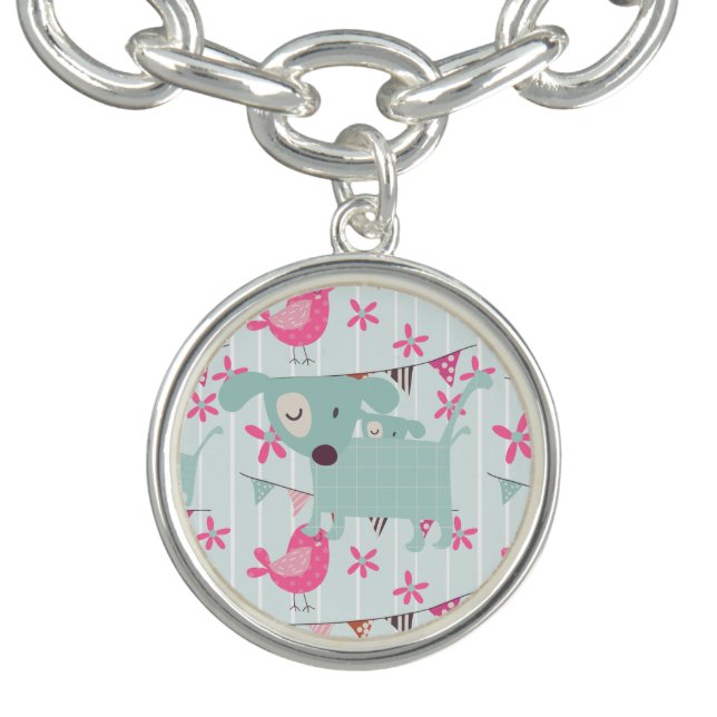 Birds, Dogs, Banners, Flowers Bracelet (Design)