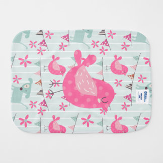 Birds, Dogs, Banners, Flowers Burp Cloth