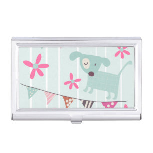 Birds, Dogs, Banners, Flowers Case For Business Cards