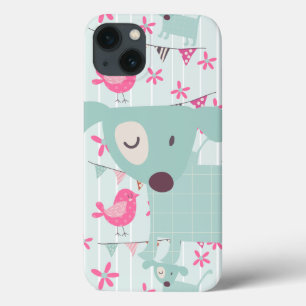 Birds, Dogs, Banners, Flowers iPhone 13 Case
