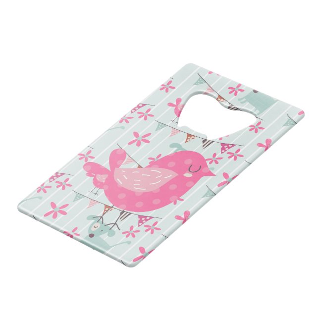 Birds, Dogs, Banners, Flowers Credit Card Bottle Opener (Back Angled)