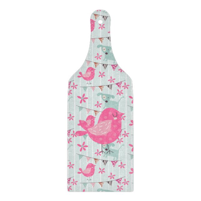 Birds, Dogs, Banners, Flowers Cutting Board (Front)
