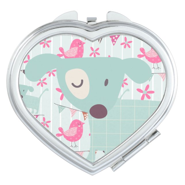 Birds, Dogs, Banners, Flowers Makeup Mirror (Front)