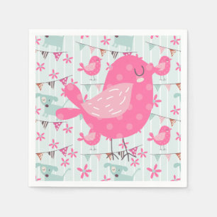 Birds, Dogs, Banners, Flowers Napkins