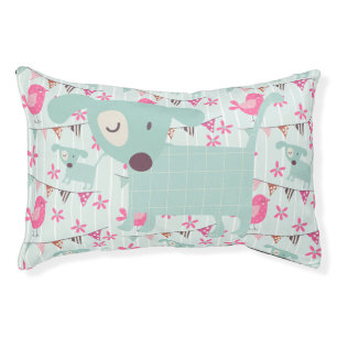 Birds, Dogs, Banners, Flowers Pet Bed