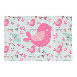 Birds, Dogs, Banners, Flowers Placemat