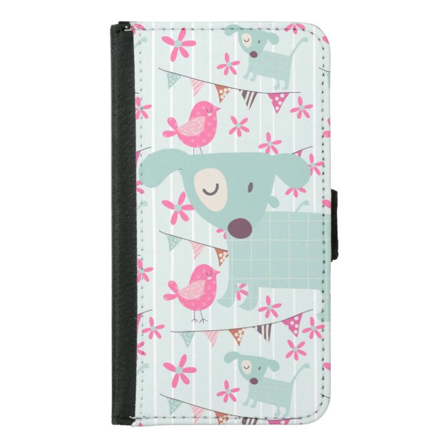 Birds, Dogs, Banners, Flowers Samsung Galaxy Wallet Case (Front)