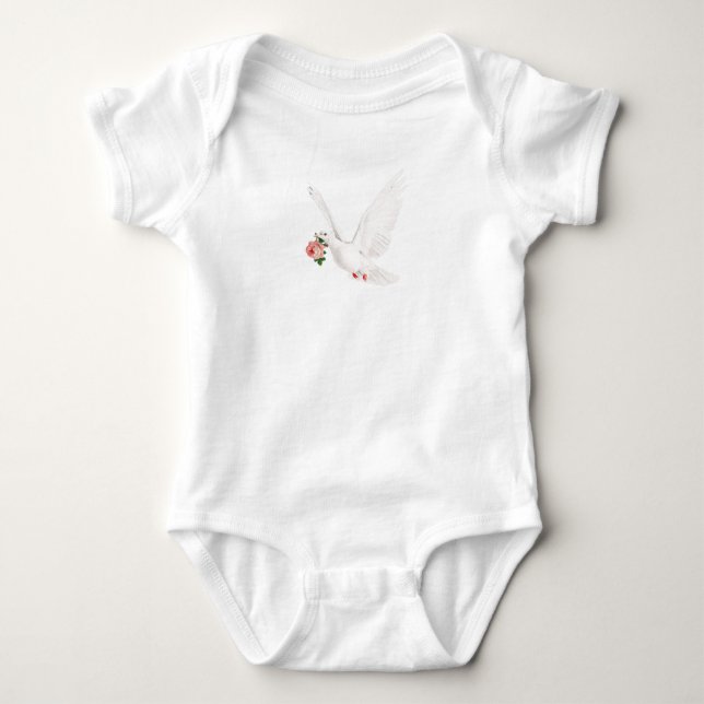 Birds,dove,flowers,peace,love,new beginning. baby bodysuit (Front)