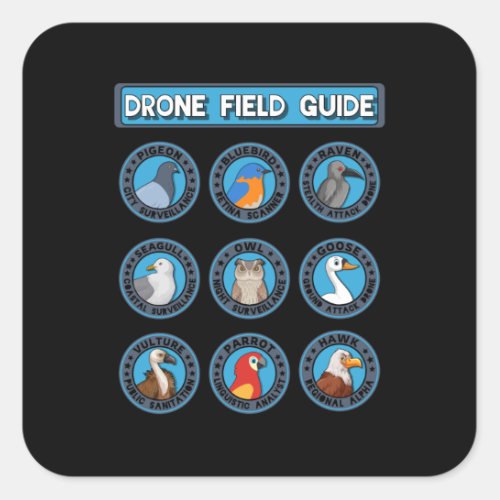Birds Drone Field Guide Funny Conspiracy Birds Are Square Sticker