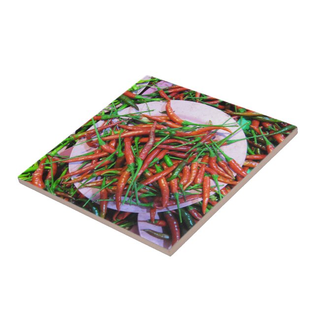 Bird's Eye Chili Peppers Ceramic Tile (Side)