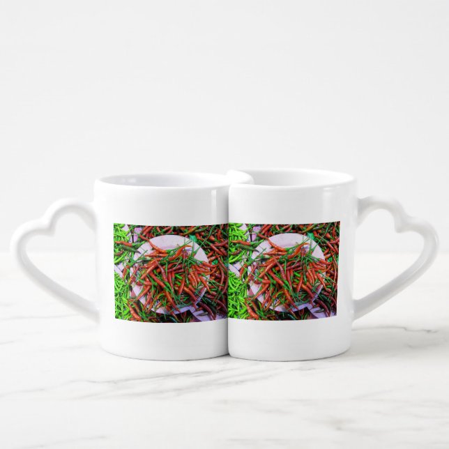 Bird's Eye Chili Peppers Coffee Mug Set (Front Nesting)