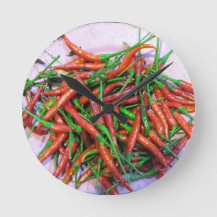 Bird's Eye Chili Peppers Round Clock