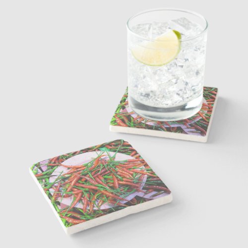 Birds Eye Chili Peppers Stone Coaster