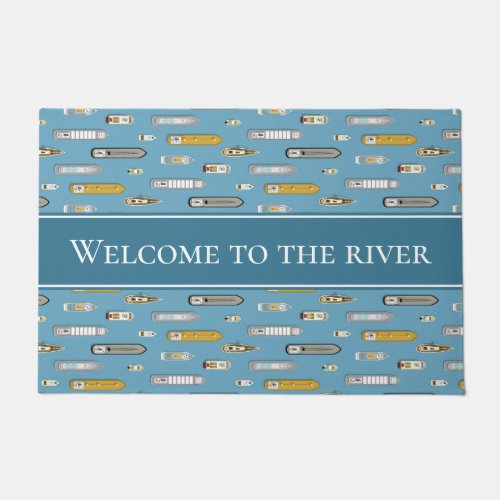 birds eye view boats ships On the River ANY color Doormat
