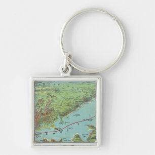 Birds Eye View Map Of New York And Vicinity Keychain