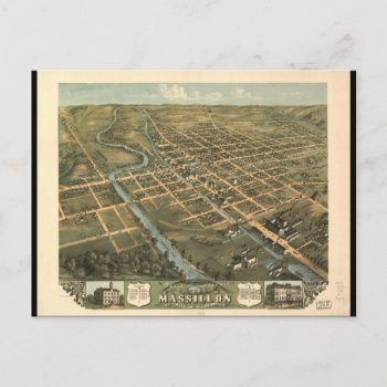 Bird's Eye View Massillon Stark County Ohio (1870) Postcard by TheArts at Zazzle