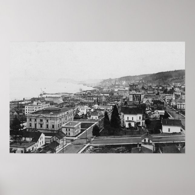 Bird's Eye View of Astoria, OR Photograph Poster (Front)