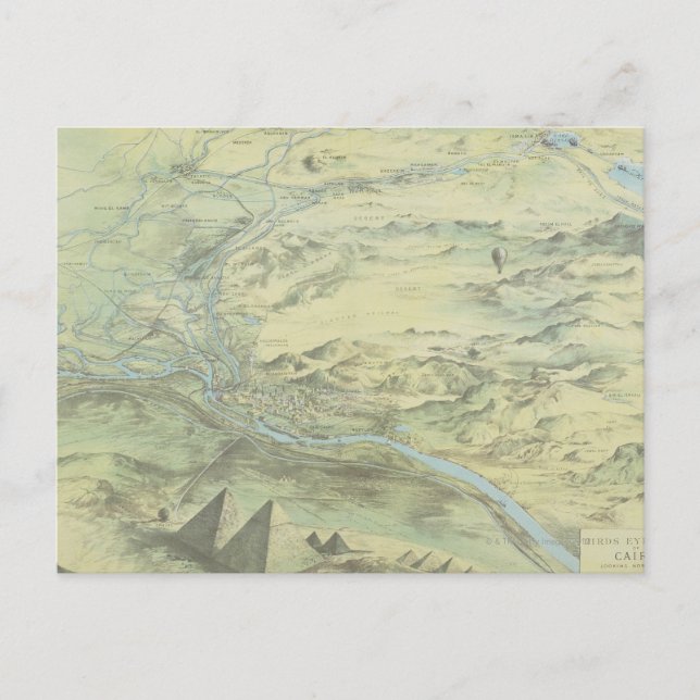 Bird's Eye View of Cairo Postcard (Front)