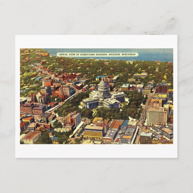 Bird's-Eye View of Capitol in Madison, Wisconsin,  Postcard (Front)
