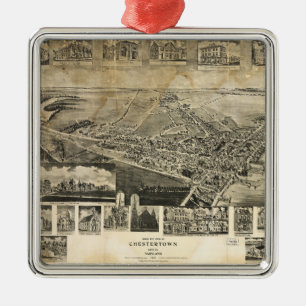 Bird's Eye View of Chestertown, Maryland (1907) Metal Ornament