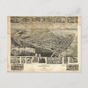 Bird's Eye View of Chestertown, Maryland (1907) Postcard