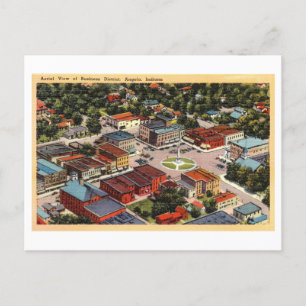 Bird's-Eye View of Downtown Angola, Indiana Postcard