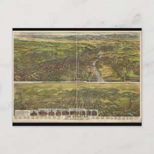 Bird's Eye View of Los Angeles California in 1894 Postcard