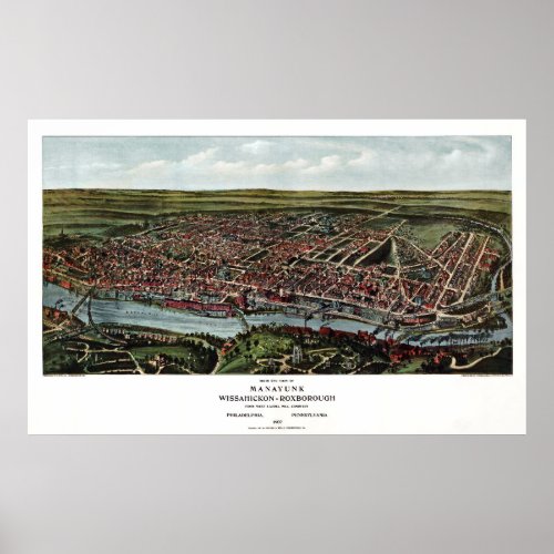 Birds Eye View of Manayunk PA 1907 Poster