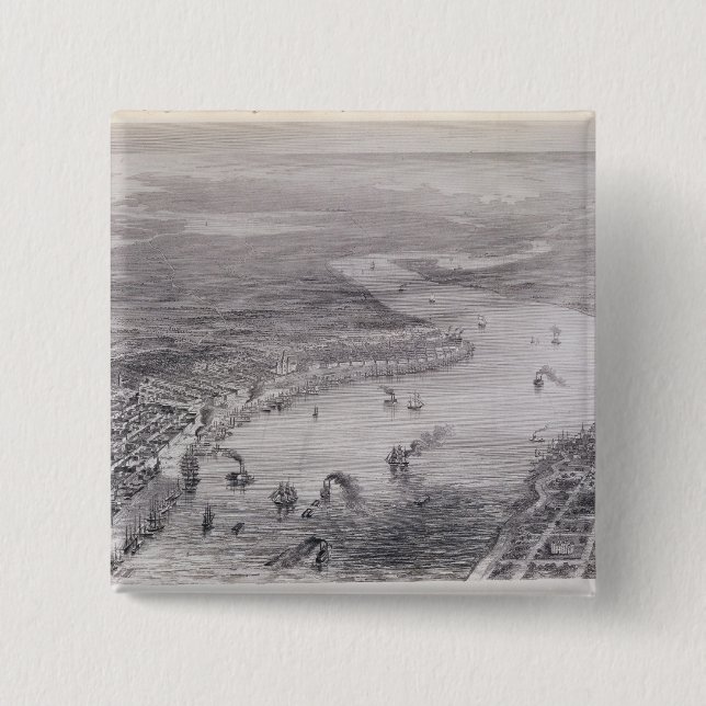 Bird's-Eye View of New Orleans Button (Front)