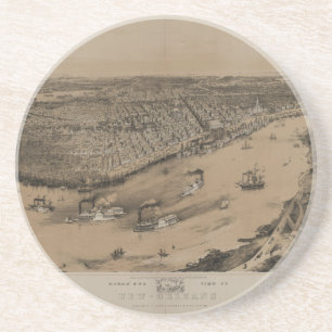 Birds' eye view of New Orleans from 1851 Sandstone Coaster
