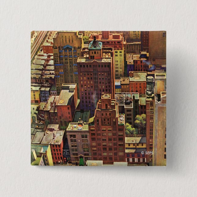 Bird's-Eye View of New York City by John Falter Button (Front)