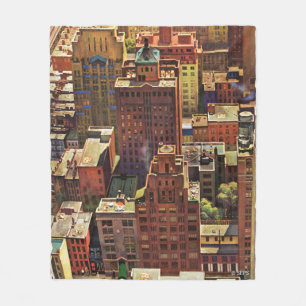 Bird's-Eye View of New York City by John Falter Fleece Blanket