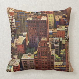 Bird's-Eye View of New York City by John Falter Throw Pillow