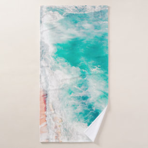Bird's eye view of ocean waves bath towel