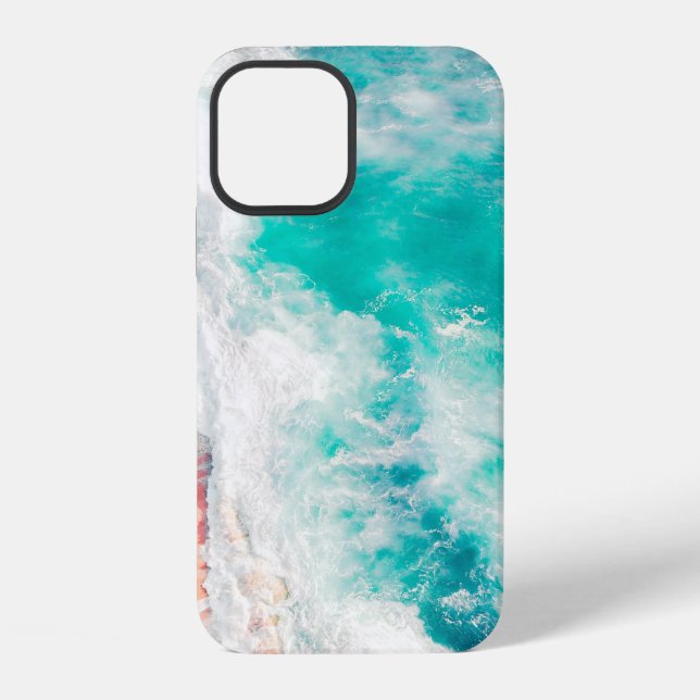 Bird's eye view of ocean waves iphone case (Back)