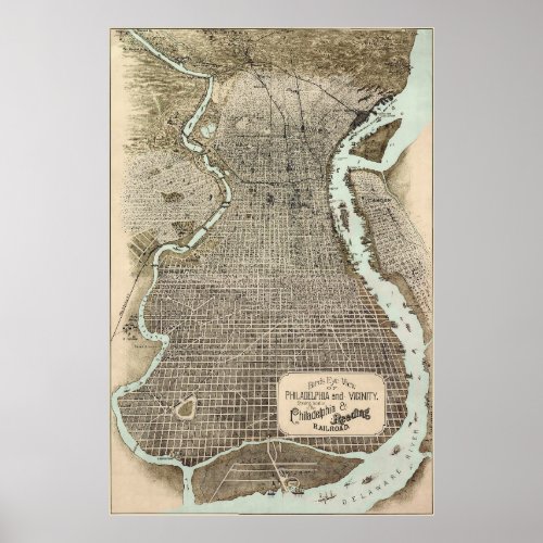 Birds Eye View of Philadelphia 1870 Poster