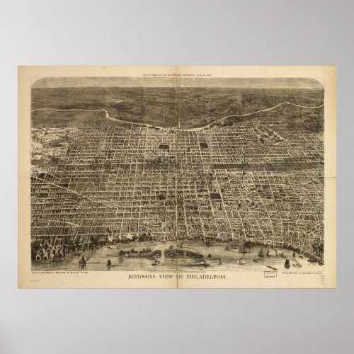 Birds eye view of Philadelphia Pennsylvania 1872 Poster