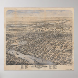 Bird's-Eye View of Sacramento 1870 Poster