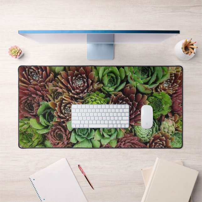 Bird's Eye View of Sempervivum Plants Desk Mat (Office 1)