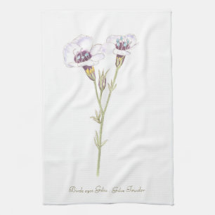 Bird's Eyes Gilia watercolor Kitchen Towel