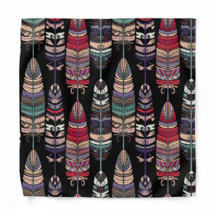 Birds Feathers Tribal Art Seamless Bandana