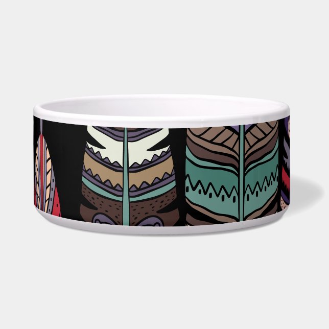 Birds Feathers Tribal Art Seamless Bowl (Front)