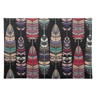 Birds Feathers Tribal Art Seamless Cloth Placemat
