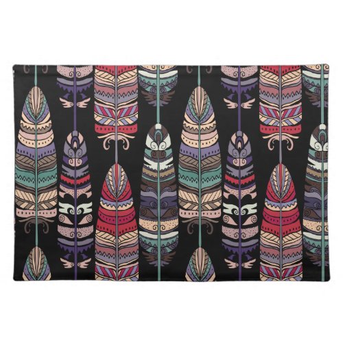 Birds Feathers Tribal Art Seamless Cloth Placemat