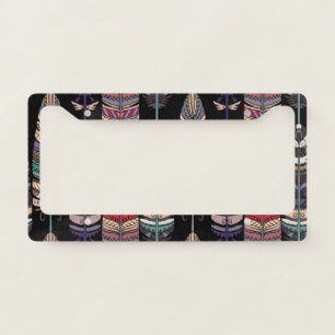 Birds Feathers Tribal Art Seamless License Plate Frame