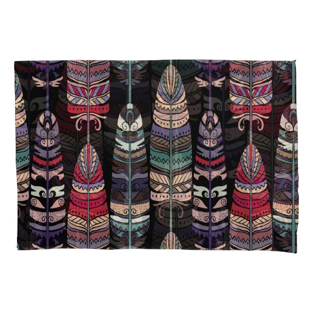 Birds Feathers Tribal Art Seamless Pillow Case (Front)