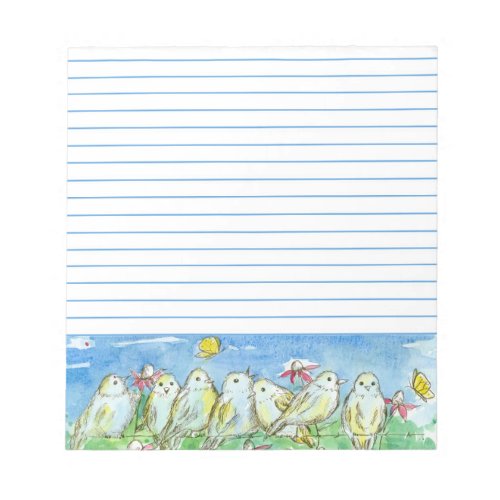 Birds Field Fence Butterfly Flower Meadow Lined Notepad