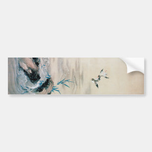 Birds Fighting in the Mountain Stream, Hokusai Bumper Sticker